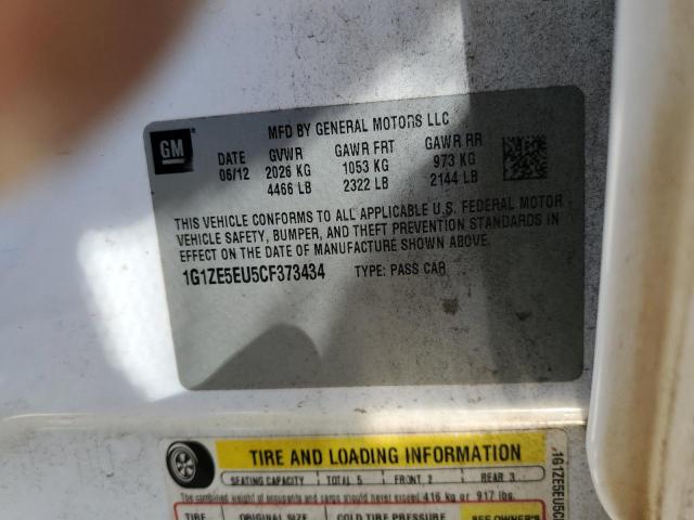 1G1ZE5EU5CF373434 - 2012 CHEVROLET MALIBU LTZ თეთრი ფოტო 10