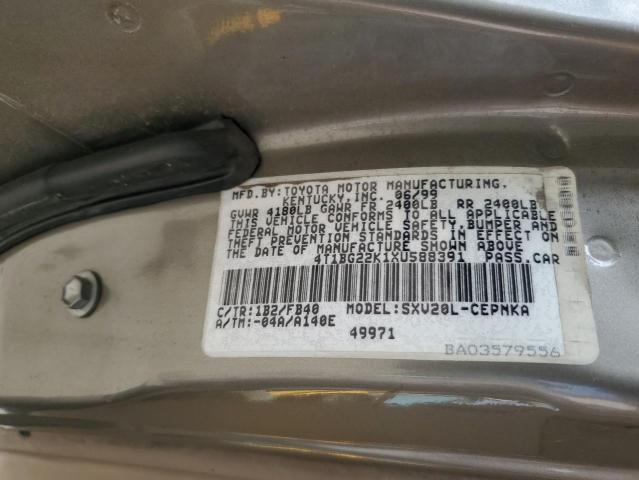 4T1BG22K1XU588391 - 1999 TOYOTA CAMRY CE SILVER photo 10