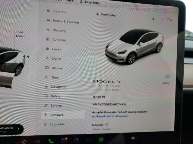 5YJYGDEE2MF074876 - 2021 TESLA MODEL Y Blanc photo 8