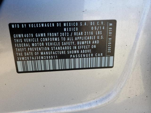 3VW2K7AJ3EM299911 - 2014 VOLKSWAGEN JETTA BASE  photo 10