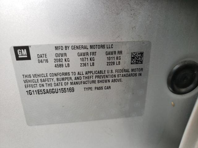 1G11E5SA6GU155169 - 2016 CHEVROLET MALIBU LIM 银色 照片 10