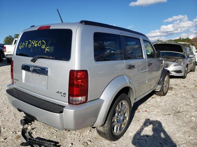 1D8GU58637W631522 - 2007 DODGE NITRO R/T SILVER photo 4