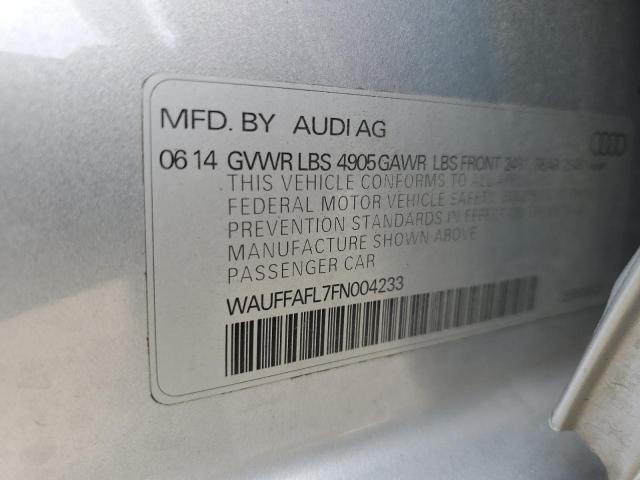 WAUFFAFL7FN004233 - 2015 AUDI A4 PREMIUM SILVER photo 10