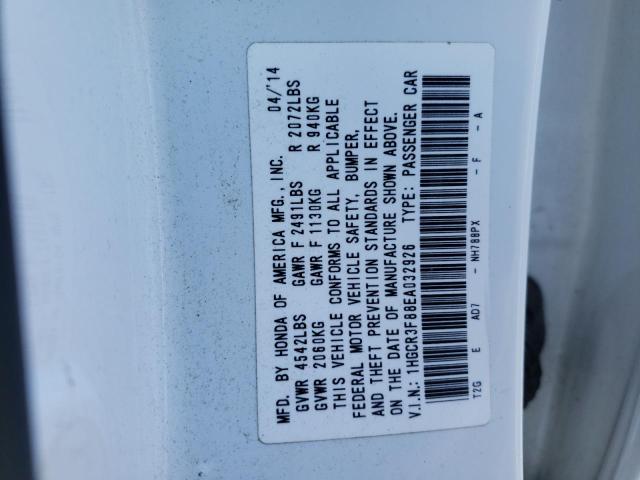 1HGCR3F88EA032926 - 2014 HONDA ACCORD EXL WHITE photo 10