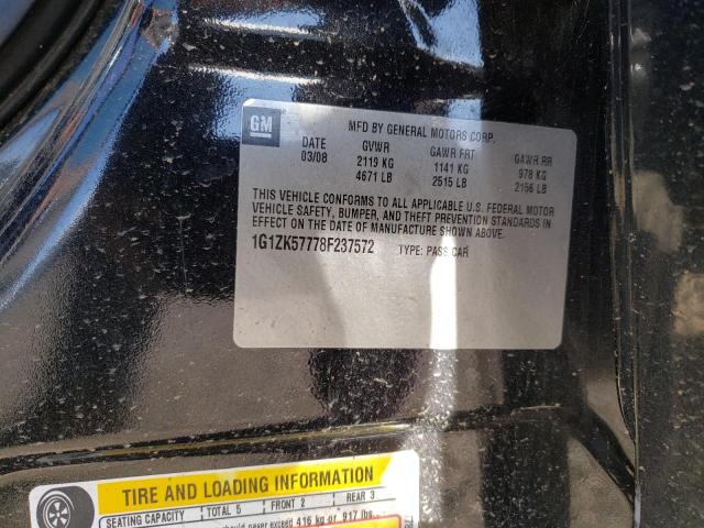 1G1ZK57778F237572 - 2008 CHEVROLET MALIBU LTZ შავი ფოტო 10