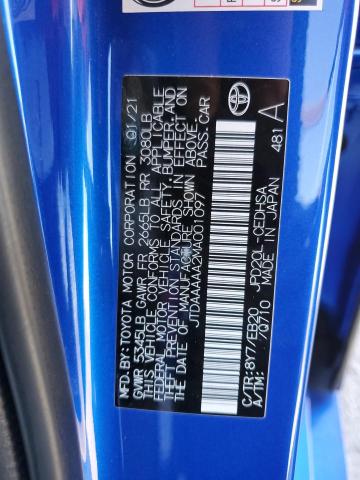 JTDAAAAA2MA001097 - 2021 TOYOTA MIRAI XLE BLUE photo 10