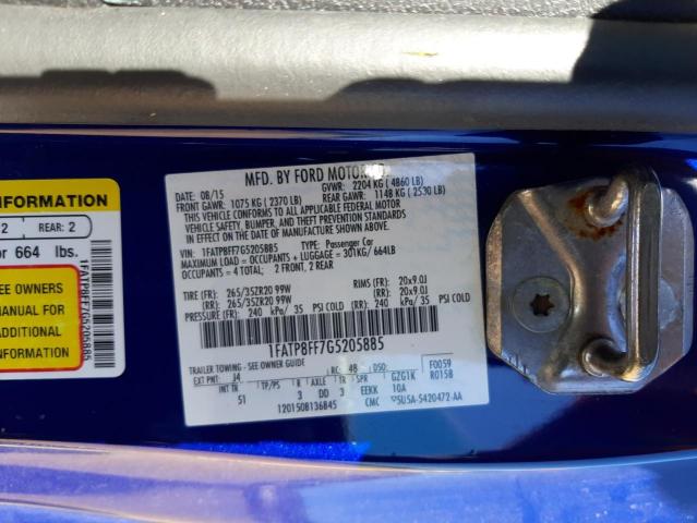 1FATP8FF7G5205885 - 2016 FORD MUSTANG GT BLUE photo 10