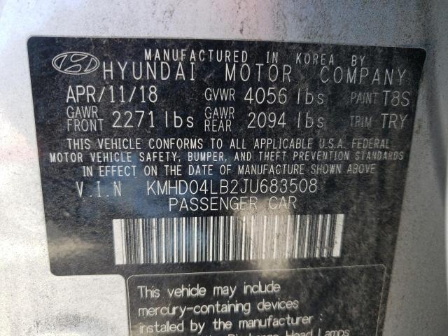 KMHD04LB2JU683508 - 2018 HYUNDAI ELANTRA SP SILVER photo 10