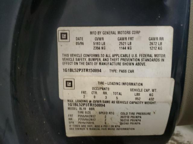 1G1BL52P3TR150894 - 1996 CHEVROLET IMPALA  SS 蓝色 照片 10