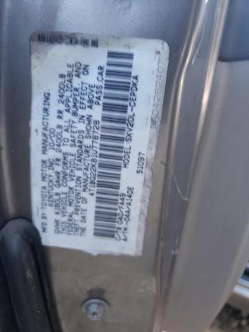 4T1BG22K81U778728 - 2001 TOYOTA CAMRY CE GRAY photo 10