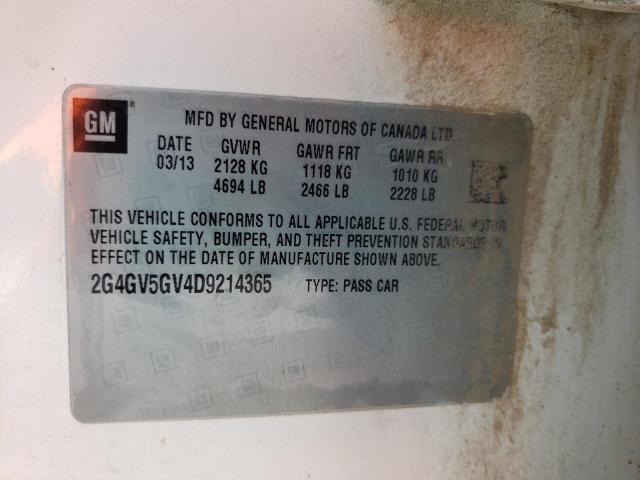 2G4GV5GV4D9214365 - 2013 BUICK REGAL GS Кремовый фото 10