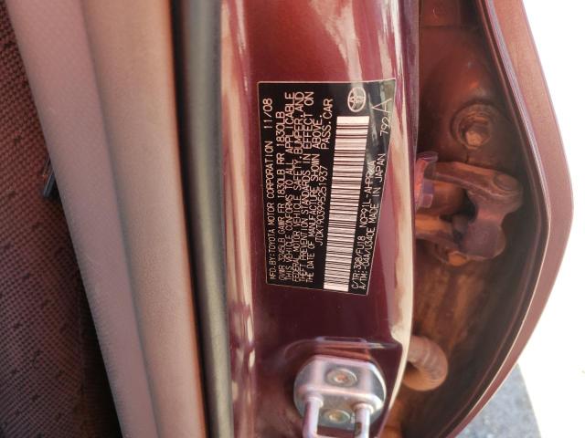 JTDKT903995251937 - 2009 TOYOTA YARIS RED photo 10