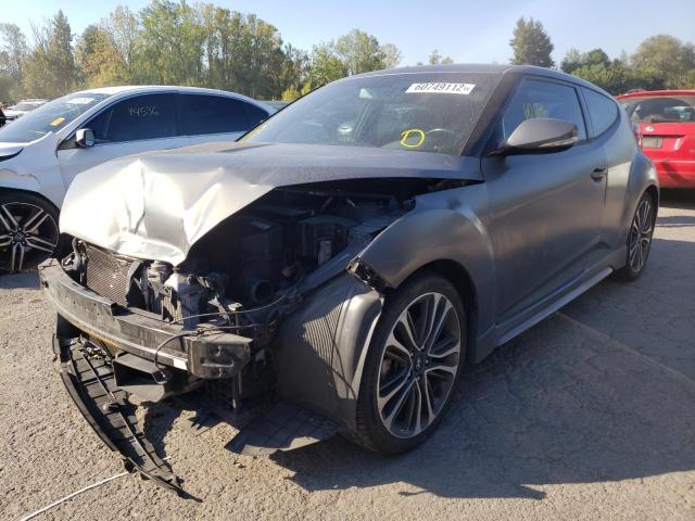 KMHTC6AE0GU266652 - 2016 HYUNDAI VELOSTER T GRAY photo 2