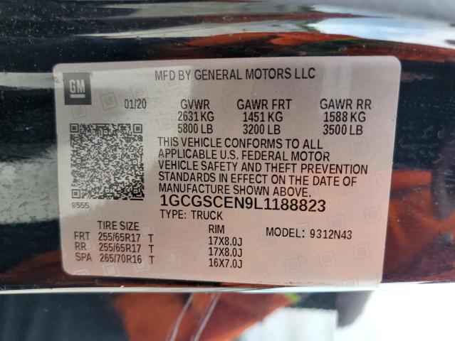 1GCGSCEN9L1188823 - 2020 CHEVROLET COLORADO L BLACK photo 10