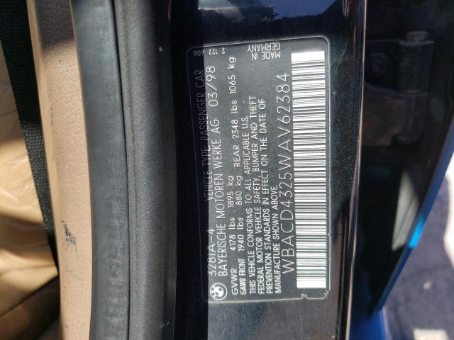 WBACD4325WAV62384 - 1998 BMW 328 I AUTO BLUE photo 10