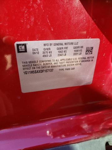 1G11H5SAXDF167137 - 2013 CHEVROLET MALIBU LTZ მუქწითელი ფოტო 10