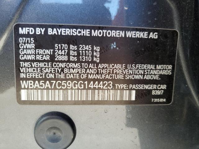 WBA5A7C59GG144423 - 2016 BMW 528 XI GRAY photo 10