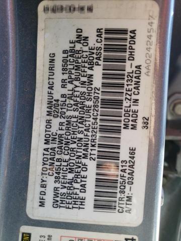 2T1KR32E54C285072 - 2004 TOYOTA MATRIX 4DR BLUE photo 10