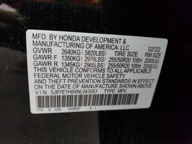 5J8YE1H8XNL043563 - 2022 ACURA MDX ADVANC BLACK photo 10