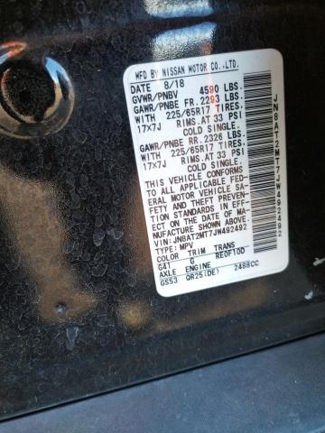 JN8AT2MT7JW492492 - 2018 NISSAN ROGUE S BLACK photo 10