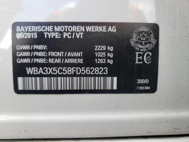 WBA3X5C58FD562823 - 2015 BMW 328 XIGT WHITE photo 10