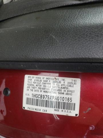 1HGCB975XPA010165 - 1993 HONDA ACCORD LX RED photo 10