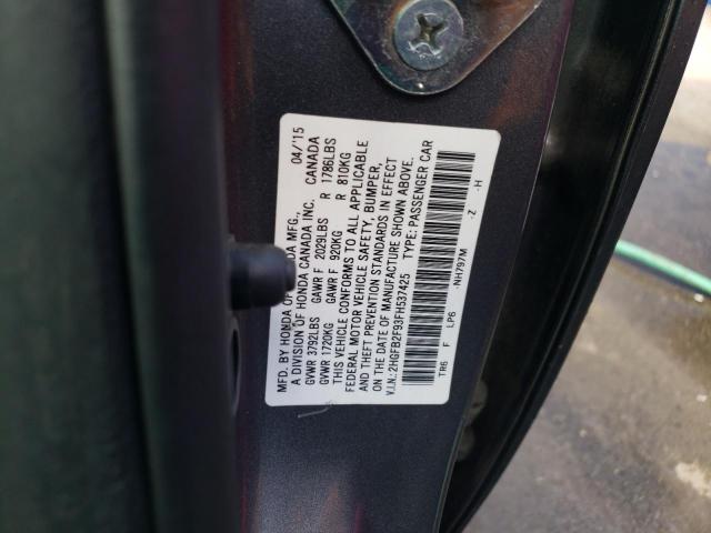 2HGFB2F93FH537425 - 2015 HONDA CIVIC EXL Boz foto 10