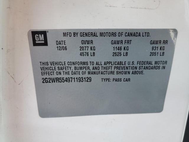 2G2WR554971193129 - 2007 PONTIAC GRAND PRIX თეთრი ფოტო 10