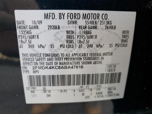 2FMDK4KC8ABA47816 - 2010 FORD EDGE LIMIT GRAY photo 13