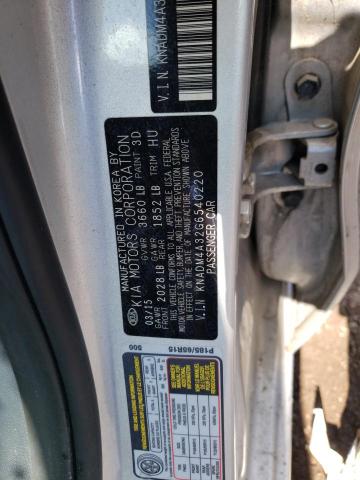 KNADM4A32G6540220 - 2016 KIA RIO LX SILVER photo 10