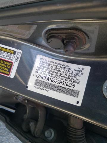 2HGFA16979H516255 - 2009 HONDA CIVIC EXL გრაფიტი ფოტო 10