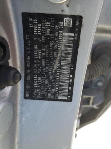 JHMFC1F74JX005785 - 2018 HONDA CIVIC EXL 银色 照片 10