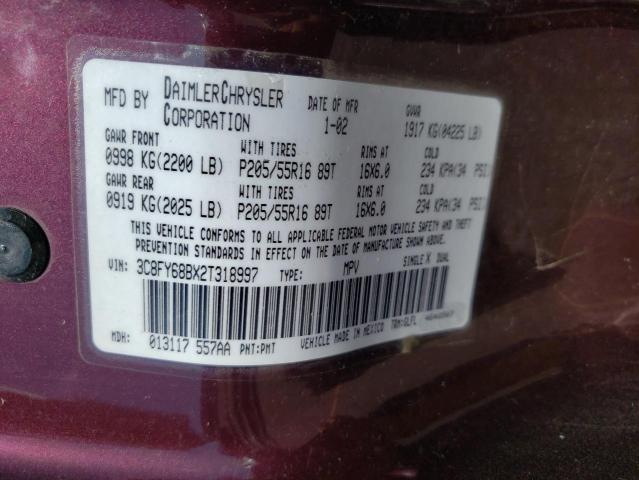 3C8FY68BX2T318997 - 2002 CHRYSLER PT CRUISER MAROON photo 10