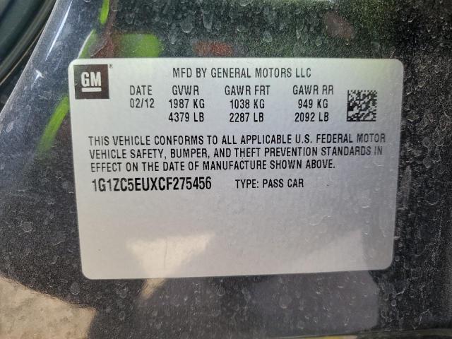 1G1ZC5EUXCF275456 - 2012 CHEVROLET MALIBU 1LT BLACK photo 10