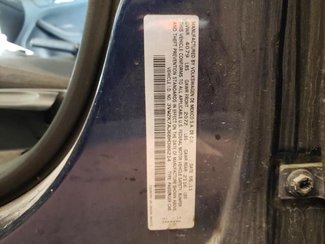 3VW2K7AJ6BM386214 - 2011 VOLKSWAGEN JETTA BASE 蓝色 照片 10