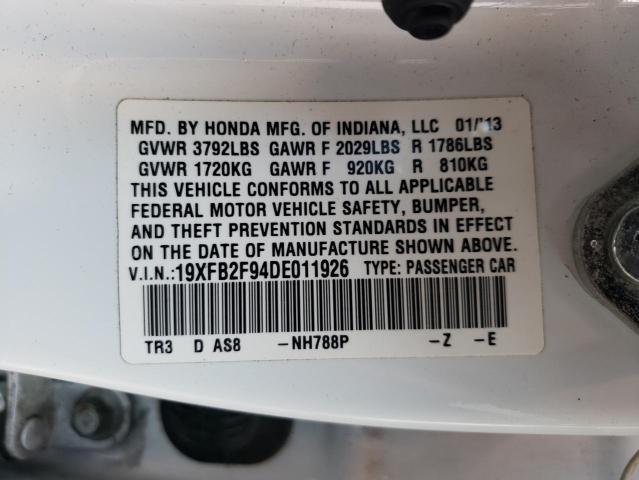 19XFB2F94DE011926 - 2013 HONDA CIVIC EXL Ağ foto 10