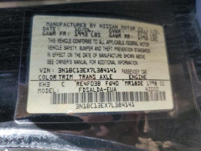 3N1BC13EX7L384141 - 2007 NISSAN VERSA S BLACK photo 10