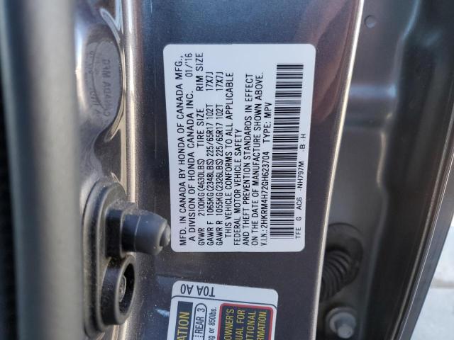 2HKRM4H72GH623704 - 2016 HONDA CR-V EXL GRAY photo 10