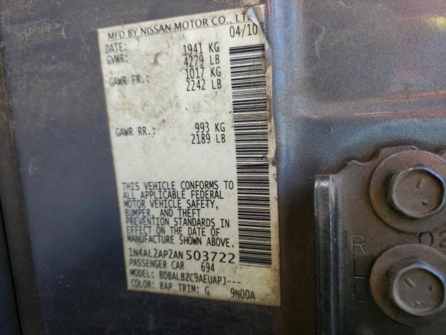 1N4AL2AP2AN503722 - 2010 NISSAN ALTIMA BAS GRAY photo 10