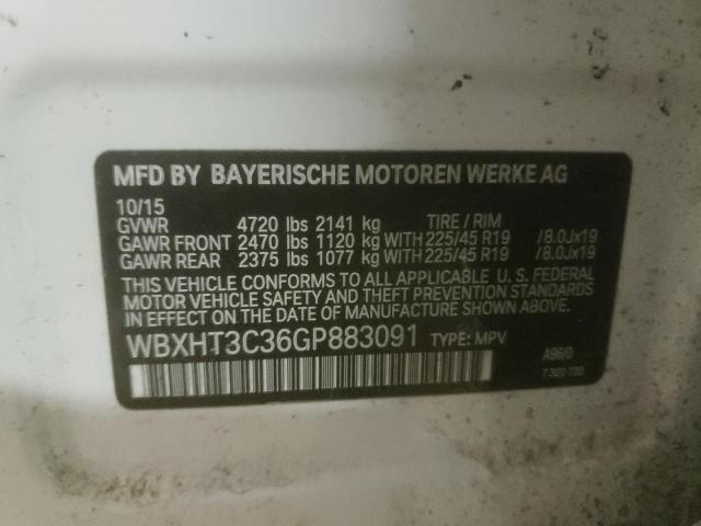 WBXHT3C36GP883091 - 2016 BMW X1 XDRIVE2 WHITE photo 10