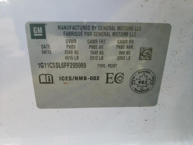 1G11C5SL6FF295989 - 2015 CHEVROLET MALIBU 1LT WHITE photo 10