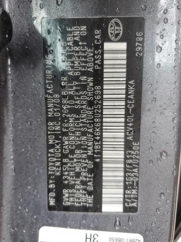 4T1BE46K68U252698 - 2008 TOYOTA CAMRY CE CHARCOAL photo 10