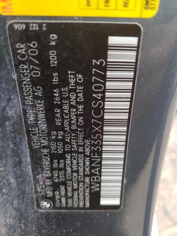 WBANF335X7CS40773 - 2007 BMW 525 XI GRAY photo 10