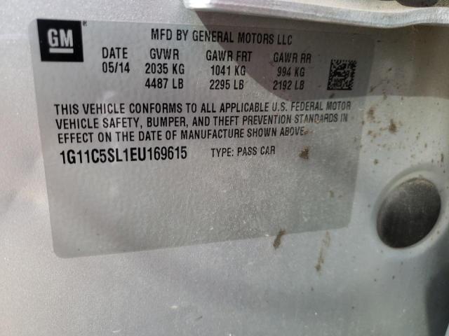 1G11C5SL1EU169615 - 2014 CHEVROLET MALIBU 1LT 银色 照片 10