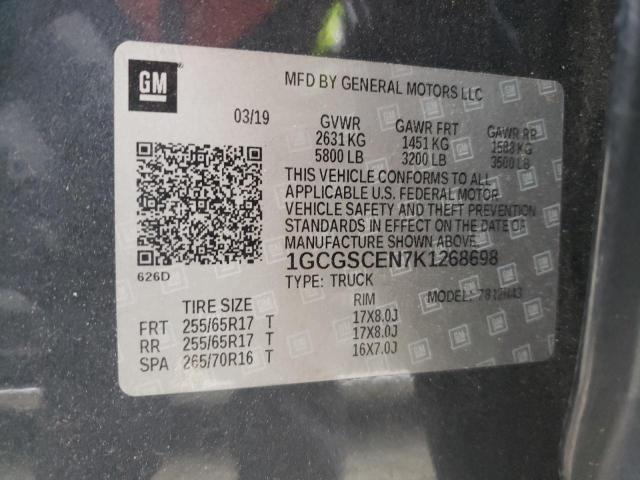 1GCGSCEN7K1268698 - 2019 CHEVROLET COLORADO L BLUE photo 10