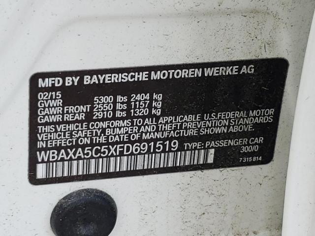 WBAXA5C5XFD691519 - 2015 BMW 535 D WHITE photo 10