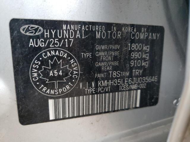 KMHH35LE6JU035646 - 2018 HYUNDAI ELANTRA GT SILVER photo 10