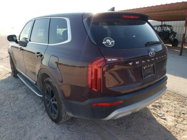 5XYP24HC0LG085032 - 2020 KIA TELLURIDE BURGUNDY photo 3