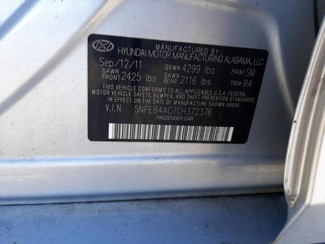 5NPEB4AC7CH372376 - 2012 HYUNDAI SONATA GLS SILVER photo 10