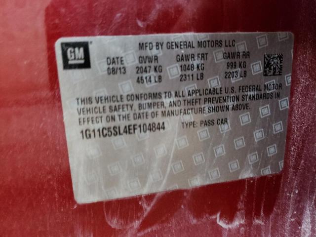 1G11C5SL4EF104844 - 2014 CHEVROLET MALIBU 1LT წითელი ფოტო 10